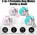 Portable Dog Water Bottle 10Oz Stainless Steel Travel Dog Water Dispenser with Bowl No-Spill Puppy Water Bottle for Walking Hiking Small Dog Water Bottle