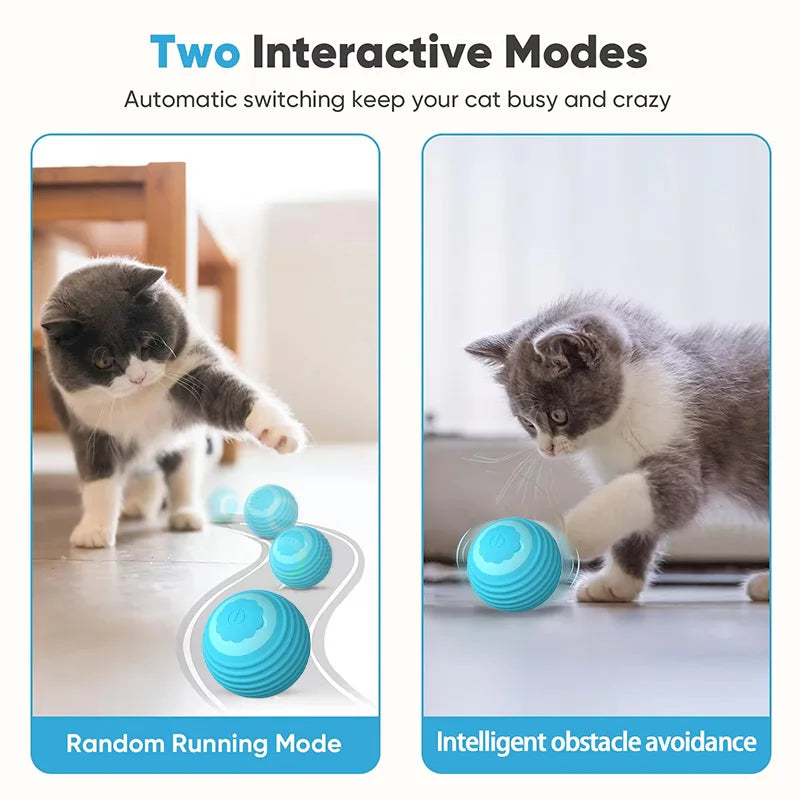 Intelligent Electric Cat Toy Silicone Automatic Ball Rolling Anti-Gnawing Jumping Pet Products Usb Recharge Pet Interactive Toy