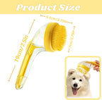 Dog Bath Brush, 2 in 1 Pet Grooming Bath Massage Brush with Soap and Shampoo Dispenser Soft Silicone Bristle Dog Scrubber for Long Short Haired Dogs Cats Shower-Yellow