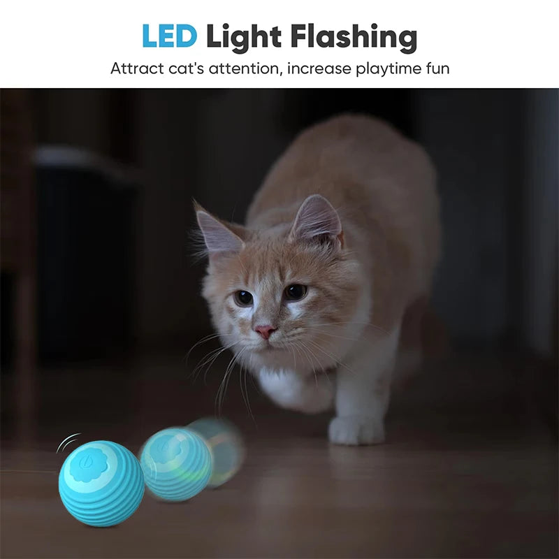 Intelligent Electric Cat Toy Silicone Automatic Ball Rolling Anti-Gnawing Jumping Pet Products Usb Recharge Pet Interactive Toy