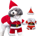 Pet Christmas Costumes, Dog Cat Christmas Costume, Funny Pet Cosplay Outfit with a Cap for Party Dress up Clothing Christmas (Red, X-Large)
